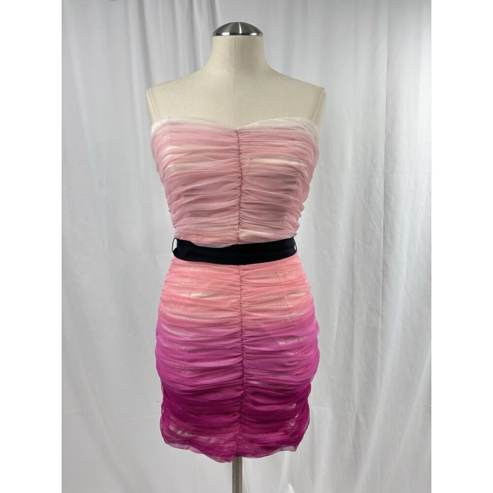 Pearl Georgina Chapman Dress Size 6 Strapless Pink Ruched Cocktail Formal Y2K - Picture 3 of 10